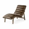 Homeroots Modern Brown Genuine Leather Chaise Lounge Chair with Solid Wood Frame & Base 380185